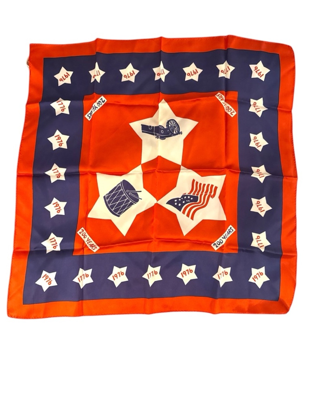 Vintage Red White and Blue Patriotic Bicentennial Silky Scarf